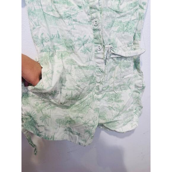 KIVARO White Green Floral Short Sleeve Belt Looped Chloe Romper Size US 2 - Picture 10 of 15
